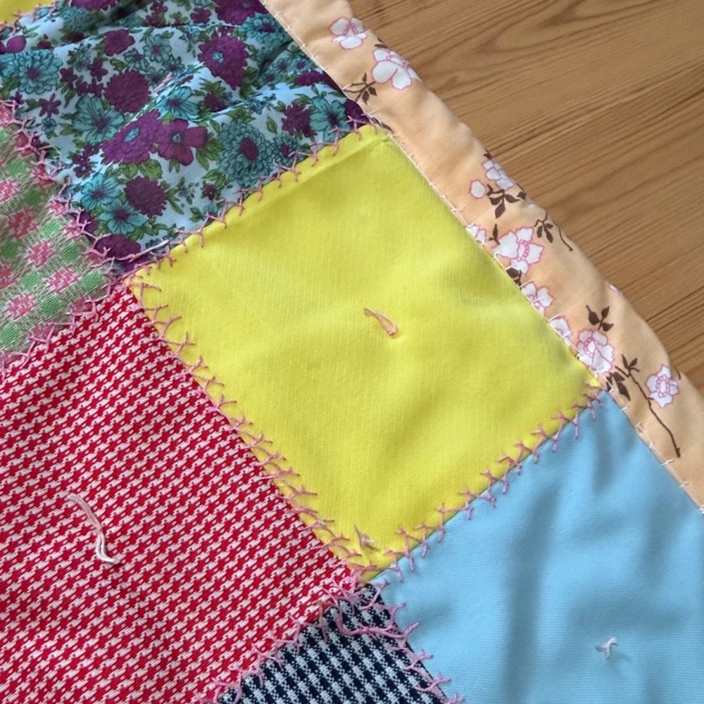 Handmade patchwork quilt throw blanket